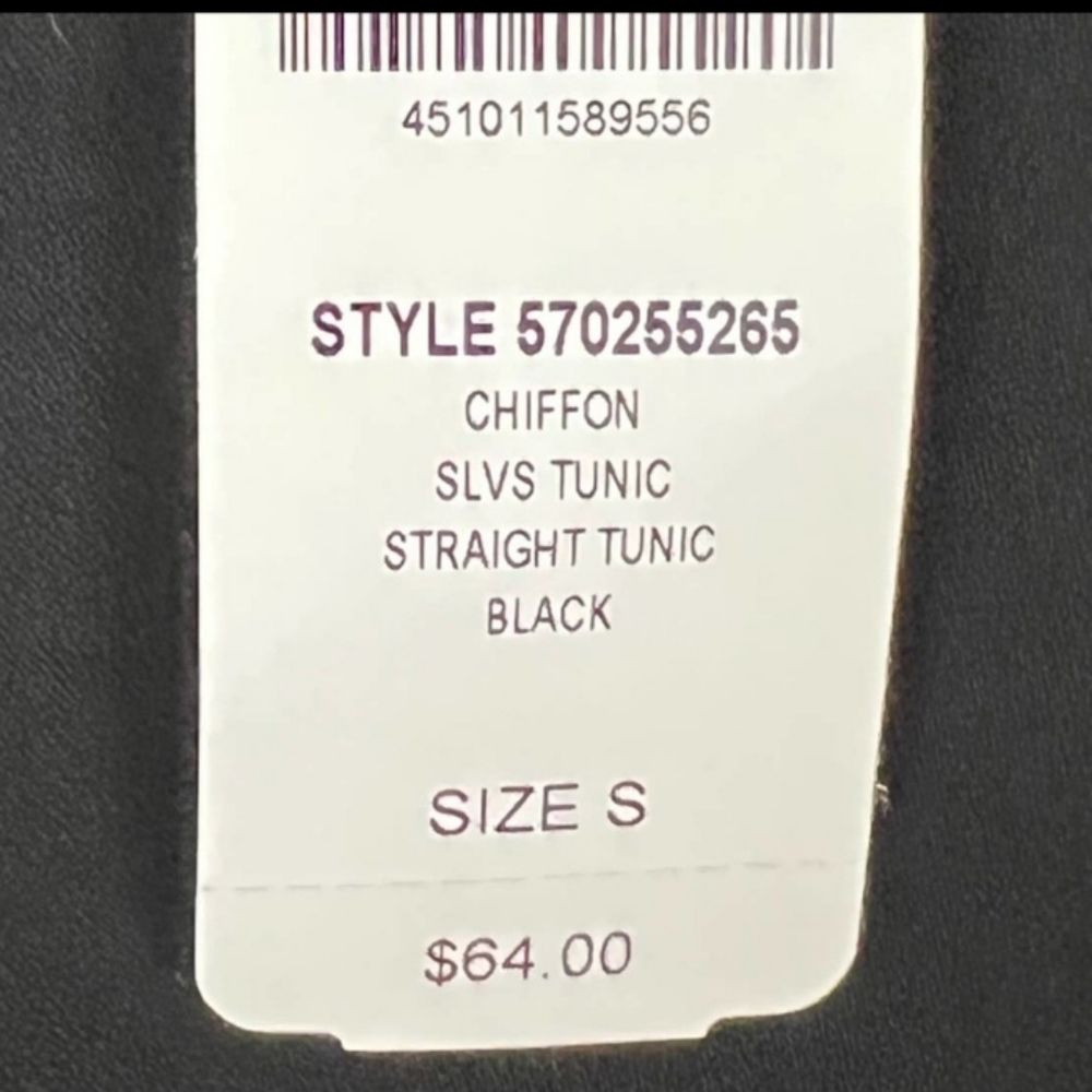 Soma Chiffon Trim Sleeveless Tunic Top in Black Size Small-NWT - Picture 7 of 8